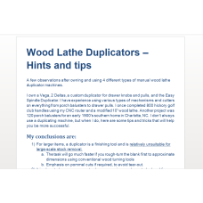 Wood Lathe Duplicators – Hints and tips