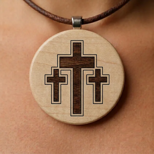 Triple Crosses (Outlined) pendant
